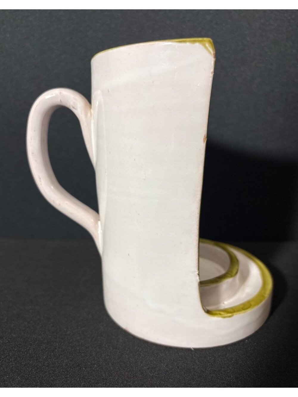 Candle Holder Chamberstick Signed Italy # 2568 Green Painted House with Trees - Picture 6 of 10
